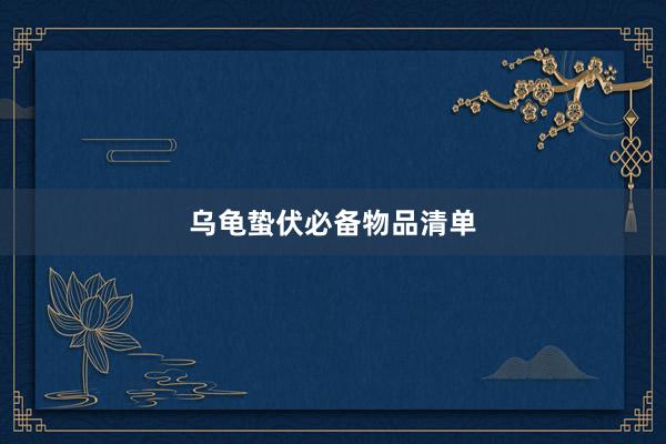 乌龟蛰伏必备物品清单